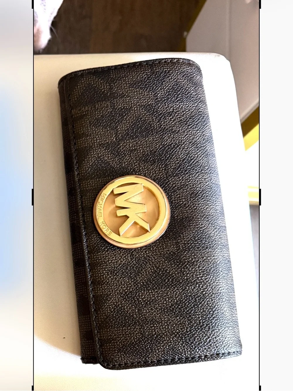 Michael Kors Black Wallet with Gold MK Emblem